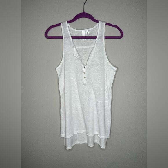 BP BRASS PLUM Womens Henley Button Down V-Neck Tank Top Tunic White Size XS - Picture 3 of 6